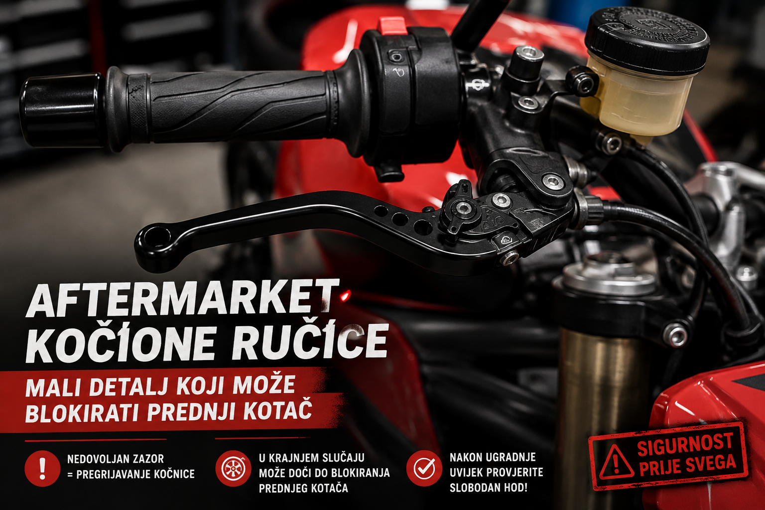 Aftermarket kočiona ručica motocikla - provjera slobodnog hoda